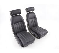 FK Oldtimersitze Auto Vollschalensitze Set Classic 4 schwarz/weiß mit Kopfstütze