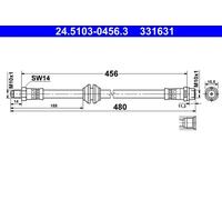Flexibler Bremsschlauch 24.5103-0456.3 ATE für MERCEDES-BENZ EQV V-KLASSE
