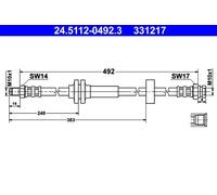 Flexibler Bremsschlauch 24.5112-0492.3 ATE für CITROËN FIAT PEUGEOT