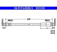 Flexibler Bremsschlauch 24.5113-0220.3 ATE für AUDI A4 B5 A4 B5 Avant V8