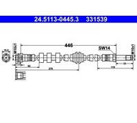 Flexibler Bremsschlauch 24.5113-0445.3 ATE für AUDI A6 C7 A6 C7 Avant
