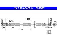 Flexibler Bremsschlauch 24.5113-0483.3 ATE für MERCEDES-BENZ S-KLASSE C-KLASSE