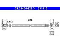 Flexibler Bremsschlauch 24.5140-0222.3 ATE für FORD TRANSIT Bus TRANSIT Kasten