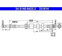 Flexibler Bremsschlauch 24.5140-0425.3 ATE für VOLVO V40 Schrägheck