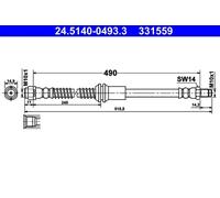 Flexibler Bremsschlauch 24.5140-0493.3 ATE für MERCEDES-BENZ GLK-KLASSE