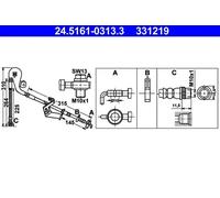 Flexibler Bremsschlauch 24.5161-0313.3 ATE für CITROËN PEUGEOT