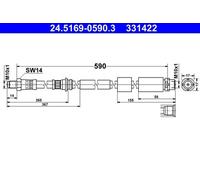 Flexibler Bremsschlauch 24.5169-0590.3 ATE für BMW 1 2 Coupe 3 3 Touring 4 Coupe