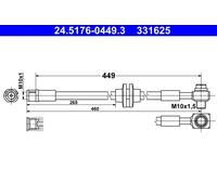 Flexibler Bremsschlauch 24.5176-0449.3 ATE für OPEL VAUXHALL