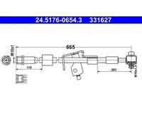ATE Bremsschlauch 24.5176-0654.3 hinten rechts passend für Opel Chevrolet Vauxhall