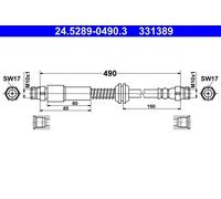Flexibler Bremsschlauch 24.5289-0490.3 ATE für VW CADDY III Großraumlimousine