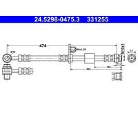 Flexibler Bremsschlauch 24.5298-0475.3 ATE für MITSUBISHI SMART