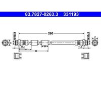 Flexibler Bremsschlauch 83.7827-0263.3 ATE für FORD B-MAX Van FIESTA VI B-MAX