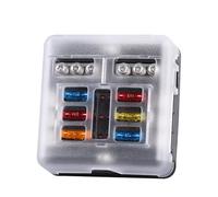 Flydida 6 Fach Sicherungshalter 12 Volt KFZ Sicherungskasten 12V Sicherungshalter mit LED-Anzeige Positiver Negativer Passend für DC 12V/24V Auto LKW Boot RV VAN SUV Marine Fahrzeug