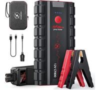 FLYLINKTECH Starthilfe Powerbank, 7000A Auto Starthilfe für 12V Fahrzeuge (Bis zu 10L Benzin/9L Diesel), Starter Powerbank mit LED, 2 Schnelllade USB Ausgänge, DC Ausgang, Starthilfekabel