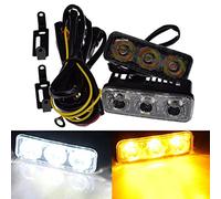 FOLGEMIR LED Tagfahrlicht, dimmbare Tagfahrleuchten, 2x 3 LEDs, DC 12V, 12W, Weiss/Gelb Blinker