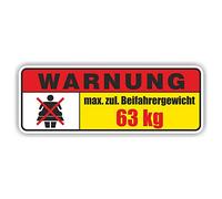 folien-zentrum - Warnung Max. Beifahrergewicht 13,5x5cm - hochwertiger Aufkleber Auto Tuning - OEM & JDM Autosticker - Lustige Sprüche für Auto - Sticker - Autoaufkleber - Made in Germany 119