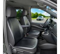 Ford Transit Courier B460 kompatibler Sitzbezug Kunstleder, passgenau für Einzelsitz Fahrer (Ausnehmung Armlehne rechts) + Einzelsitz Beifahrer, robuste Sitzbezüge Transporter/Van anthrazit