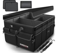 FORTEM Kofferraum Organizer Auto -Zusammenklappbarer Auto Organizer Kofferraum Mit Fächern- Kofferraumtasche Klett mit Rutschfestem Boden -Verstellbare Sicherungsriemen- Klappbarer Deckel (50L)