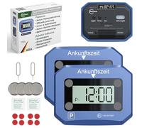 fouraces 2X elektronische Parkscheibe - mit Ersatz Batterie, automatisch Sommer/Winterzeit, Zulassung des Kraftfahrtbundesamtes - automatische Parkuhr fürs Auto, blau, Digitale Park Uhr