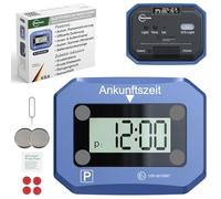 fouraces elektronische Parkscheibe - mit Ersatz Batterie, automatisch Sommer/Winterzeit, Zulassung des Kraftfahrtbundesamtes - automatische Parkuhr fürs Auto, blau, Digitale Park Uhr