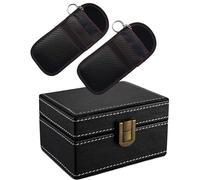 FOVNOT Autoschlüssel Schutz Keyless Box Faraday Diebstahlschutz Keyless Go Schutz Für Autoschlüssel Hülle RFID Abschirmbox, Keyless Go Schutz Autoschlüssel Box (1 Faraday Box + 2 Faraday Bag)