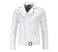 Foweknow Lederjacke Herren Modische Trendings Bikerjacke Einfachheit Slim Fit Regular Motorradjacken Outwear Einfarbige Vielseitige Outdoorjacke Functionsjacke Übergangsjacke