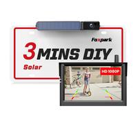 Foxpark Solar Nummernschild Rückfahrkamera Kabellos Set 1080P 5" Monitor IP69K