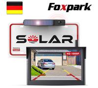 Foxpark Solar Nummernschild Rückfahrkamera Kabellos Set 1080P 5" Monitor IP69K