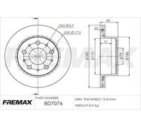 FREMAX BD-7076 Brake Disc for CITROËN,FIAT,OPEL,PEUGEOT,VAUXHALL