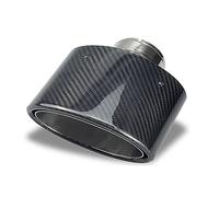 FRIGENN 1 Stück Auto Oval Schräg 90 * 150 mm Kohlefaser Auspuffblenden Glänzend Schwarz Auspuffspitzen Schalldämpferrohre