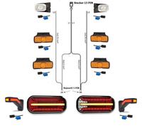 FRISTOM LED Rückleuchten Anhänger Set 12/24V 13PIN 5m Kabelbaum Laufblinker IP68