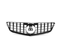 Front Doppel Rippen Grill Für Mercedes Für Benz C Klasse W204 2008-2014 C200 C250 C300 C180 GT Auto Frontgrill Oberen Grill Kühlergrill(Schwarz)