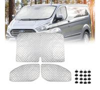 Frontscheibe Innen Sonnenschutz Verdunkelung für F-ord Transit Custom 2012-2024, 3 Stück Auto Frontscheibenabdeckung Thermorollo Set Anti-UV Thermomatte Fahrerhaus Windschutzscheiben Abdeckung