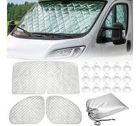 Frontscheibenabdeckung Auto Sonnenschutz Innen Thermomatte Fahrerhaus passend für FIAT Ducato 2006-2021, 3 Teiligs Technology Thermomatte Windschutzscheiben Abdeckung Sonnenblende Winter
