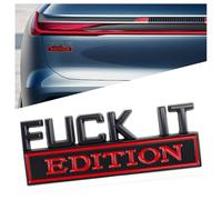 Fuck It Edition Emblem,3D Metall-Autoaufkleber,Auto Sticker Tuning,Aufkleber Auto Tuning,Lustige Aufkleber für Autokarosserie,Selbstklebende Emblem-Autoaufkleber Zubehör für LKW,SUV (SchwarzRot)