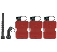 FuelFriend®-PLUS 1,0 Liter - Klein-Benzinkanister Mini-Reservekanister - im Dreierpack + Auslaufrohr-Set