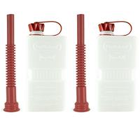 FuelFriend®-PLUS CLEAR 1,5 Liter - Klein-Benzinkanister Mini-Reservekanister + Flexibles Auslaufrohr - im Doppelpack