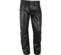 Fuente glatt Lederhose Herren/Damen lang - Lederjeans ohne Knienaht- Echt Leder, Lederhose Jeans 501 Schwarz- Motorrad Lederjeans- 1A Qualität Rind Mild Nappa (44, Schwarz)