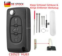 Für Fiat Scudo Peugeot Expert Jumpy Klapp Schlüssel Gehäuse 3 Tasten HU83 CE0523