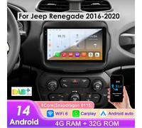 Für Jeep Renegade 2016-2020Autoradio Navi GPS Android 14 CarPlay BT5.4 DSP WIF 6