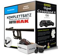 Für OPEL Crossland X Typ P17, 75 Anhängerkupplung abnehmbar +eSatz 13pol 17- Set