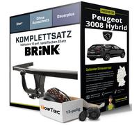 Für PEUGEOT 3008 Hybrid I Typ 0U Anhängerkupplung starr +eSatz 13pol 09- AHK
