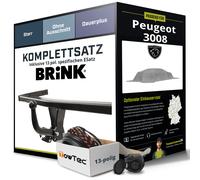 Für PEUGEOT 3008 I Typ 0U Anhängerkupplung starr +eSatz 13pol 09- NEU