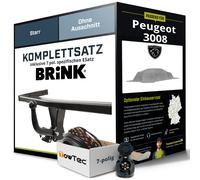 Für PEUGEOT 3008 I Typ 0U Anhängerkupplung starr +eSatz 7pol 12.2009-12.2017 ABE