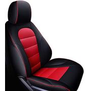 Für Skoda Für Octavia 2 Für Fabia Echtleder-Autositzbezüge Für Superb 3 Für Karoq Für Kodiaq Für Rapid 2017 Für Spaceback Für Yeti Fahrzeug Sitzschut(Schwarz Rot,Standard)