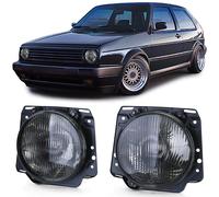 Für VW Golf 2 II 1983-1991 Scheinwerfer LINKS + RECHTS H4 Schwarz Geriffelt