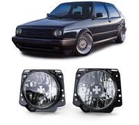 Für VW Golf 2 II 83-91 Scheinwerfer LINKS RECHTS H4 Schwarz Smoke mit Iron Cross