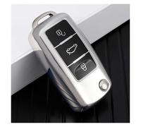Für VW Polo Golf Passat Beetle Caddy T5 Up EOS Tiguan Jetta für Skoda Octavia A5 Auto Schlüssel Abdeckung Fall Halter Schlüsselanhänger(Silver)