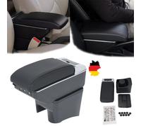 Für VW Polo Mk5 2009-on Mittelkonsole Armlehne Mittelarmlehne Leder Schwarz+7USB