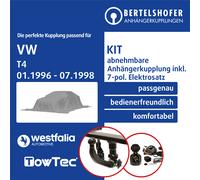 Für VW T4 Kasten/Bus 01.1996-07.1998 AHK abnehmbar +7pol spezifisch E-Satz TOP
